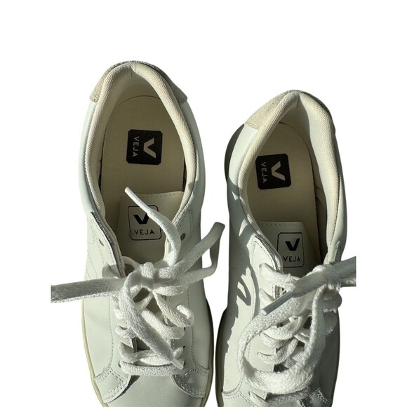 Veja Esplar Low Top Sneakers Womens US 9 White Lace Up Logo Suede Heel - Picture 6 of 7